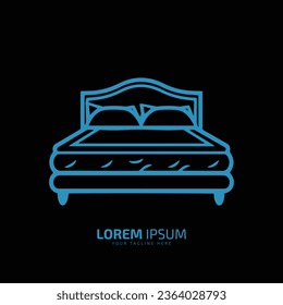Vector illustration of a bed on a black background.