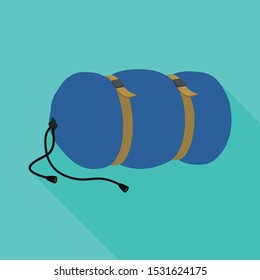 Vector illustration of bed and roll symbol. Graphic of bed and blanket vector icon for stock.