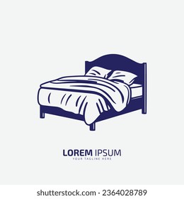 Vector illustration of a bed in room. Isolated on a white background.