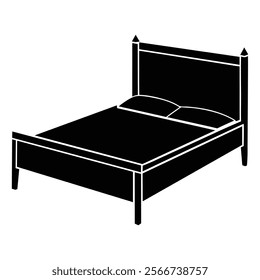 A Vector Illustration of a Bed Silhouette