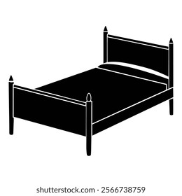 A Vector Illustration of a Bed Silhouette