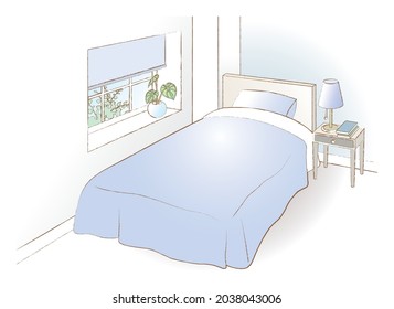 Vector illustration in a bedroom.