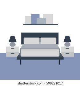 Vector illustration. Bedroom interior. Objects for graphic design. Flat style.