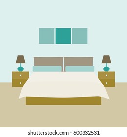 Vector illustration. Bedroom interior. Objects for graphic design. Flat style.
