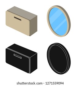 Vector illustration of bedroom and room icon. Set of bedroom and furniture stock vector illustration.