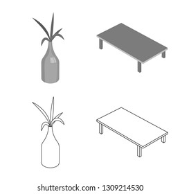 Vector illustration of bedroom and room icon. Collection of bedroom and furniture stock vector illustration.