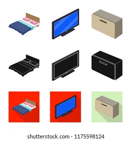 Vector illustration of bedroom and room logo. Set of bedroom and furniture vector icon for stock.