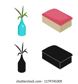Vector illustration of bedroom and room logo. Collection of bedroom and furniture stock vector illustration.