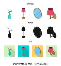 Vector illustration of bedroom and room logo. Set of bedroom and furniture vector icon for stock.