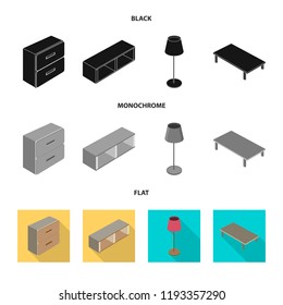 Vector illustration of bedroom and room logo. Collection of bedroom and furniture vector icon for stock.