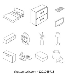 Vector illustration of bedroom and room logo. Collection of bedroom and furniture stock symbol for web.