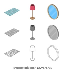 Vector illustration of bedroom and room logo. Set of bedroom and furniture stock symbol for web.