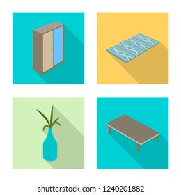 Vector illustration of bedroom and room logo. Collection of bedroom and furniture vector icon for stock.