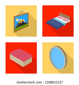 Vector illustration of bedroom and room logo. Set of bedroom and furniture stock symbol for web.