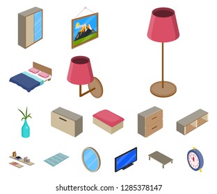 Vector illustration of bedroom and room logo. Set of bedroom and furniture stock vector illustration.