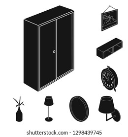 Vector illustration of bedroom and room logo. Set of bedroom and furniture stock vector illustration.