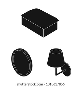 Vector illustration of bedroom and room logo. Collection of bedroom and furniture vector icon for stock.