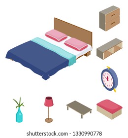 Vector illustration of bedroom and room logo. Collection of bedroom and furniture stock vector illustration.