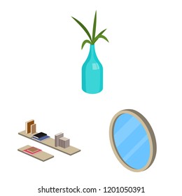 Vector illustration of bedroom and room symbol. Set of bedroom and furniture stock vector illustration.