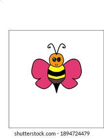 Vector illustration of bee in black yellow color