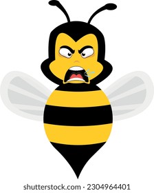 ilustración vectorial de la caricatura de abejas enojada y gritando