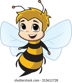 Vector Illustration of a Bee Cartoon Character
