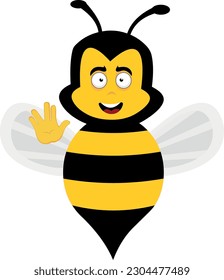 vector illustration bee cartoon cheerful doing the classic vulcan greeting with the hand