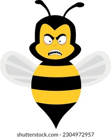vector illustration of bee cartoon furious and with a vein in the head
