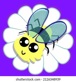 Vector illustration of a bee. A bee in cartoon style, on a minimalistic background.