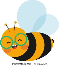 Vector illustration of bee in cartoon style