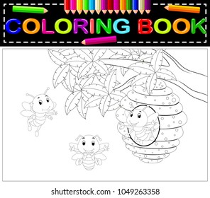 vector illustration of bee coloring book
