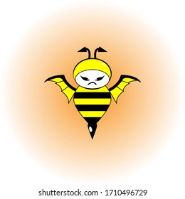 vector illustration of bee with devil's wings