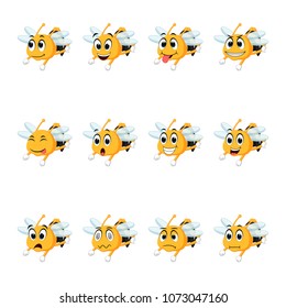 Vector Illustration Bee Different Facial Expressions Stock Vector ...