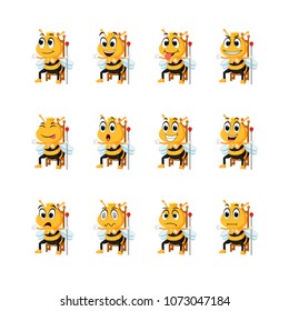 vector illustration of Bee with different facial expressions