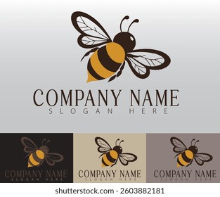 A vector illustration of a bee flying logo design concept.