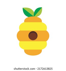 Vector illustration Bee hive with honey with tree leaves