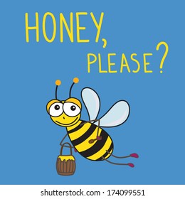 Vector illustration with bee and honey