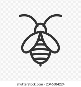 Vector illustration of bee icon in dark color and transparent background(png).