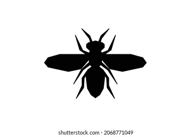 vector illustration of bee logo in solid black color simple bee mascot icon