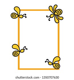 Vector Illustration of Bee on Blank Frame