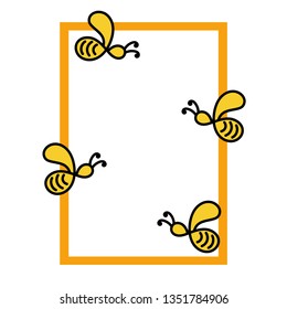 Vector Illustration of Bee on Blank Frame