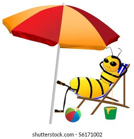 vector illustration of bee on holiday sucking honey