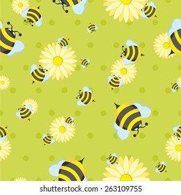 Vector illustration of bee seamless pattern
