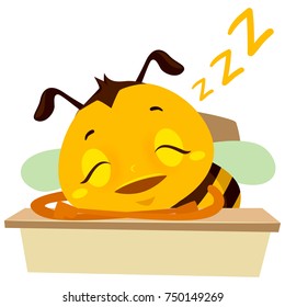 Vector Illustration of Bee Sleeping on the table