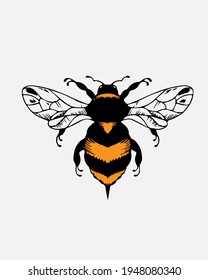 Vector illustration of a bee. View from above.