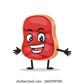 vector illustration of beef character or mascot open hand