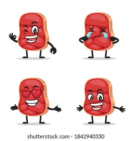 vector illustration of beef character or mascot collection set with expression theme