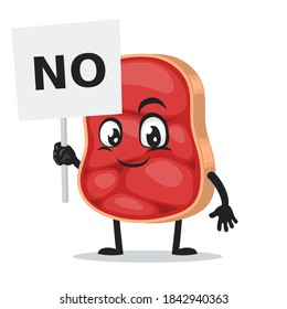 ilustración vectorial del carácter de la carne de vacuno o del signo de retención de mascota dice no