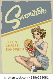 Vector illustration of Beef cheese sandwich in EPS10 version format