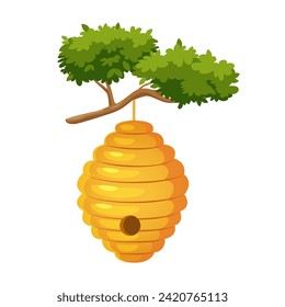 Vector illustration with beehive on tree